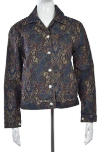 Norm Thompson Womens Jacket Size S Blue Printed Long Sleeve Basic Casual Coat - Picture 1 of 5