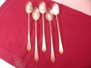 Set Of 5 INTERNATIONAL Silverplate Wilshire ICED TEASPOONS 7 5/8" - Picture 1 of 5