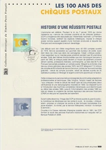 Document Philatélique 1er Jour : 71 2018 Les 100 Ans des Chèques Postaux - Picture 1 of 1