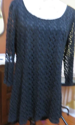 Túnica larga Monroe and Main look crochet negro talla L, forrada Foto 1 de 4