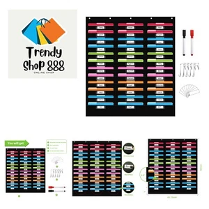 36 Pockets File Storage Pocket Chart with 36 Nametag Pockets, Hanging Wall Fi... - Picture 1 of 8