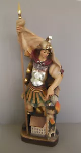 Heiliger Florian 63 cm hoch (Fahnenspitze) Holz geschnitzt bemalt Holzfigur - Bild 1 von 12