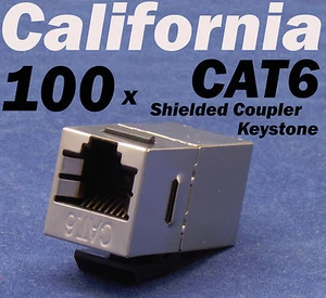 100 X pcs Lot CAT6 Shielded Inline RJ45 Keystone Wall Coupler Jack Adapter 8P8C - Picture 1 of 9