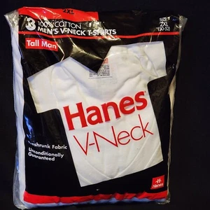 Pack de 3 camisetas vintage Hanes cuello en V para hombre talla XXL 2XLT altas existencias muertas nuevas en paquete 1992 - Imagen 1 de 3