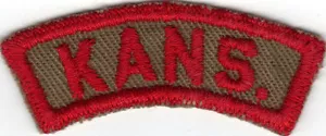Boy Scout Kansas (Kans.) TRS TIRA ESTADO TOSTADO Y ROJO CON PUNTADA TRASERA NEGRA - Imagen 1 de 2