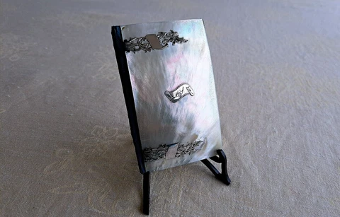 Antique st. Silver & mother and pearl  CARNET du BAL - CALLING CARD - NOTE CARD Cover