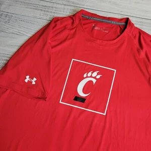 Under Armour Cincinnati Bearcats Red T-Shirt Mens Large Loose Fit Heatgear Logo - Picture 1 of 11