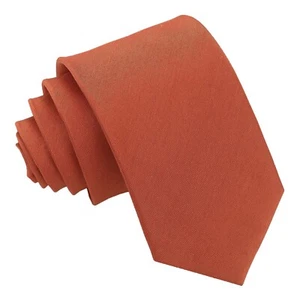 Corbata de boda formal Rust delgada lisa Shantung para hombre de DQT - Imagen 1 de 2