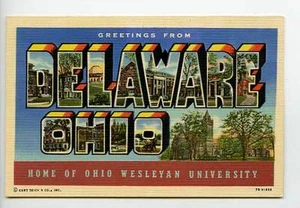 Cartolina in lino con lettera Wesleyan University - Foto 1 di 1
