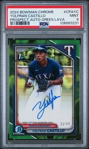 Yolfran Castillo PSA 9 2024 1er Arquero Cromo AUTO VERDE Lava/99 Rangers - Imagen 1 de 2