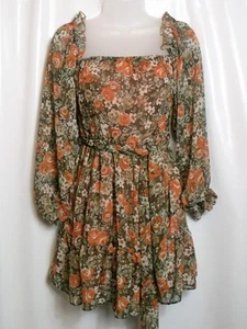 🌺 NEW JOHN ZACK LONDON🌺 BROWN MIX ON/OFF THE SHOULDER DRESS 🌺 SIZE 8 #1237* - Picture 1 of 4