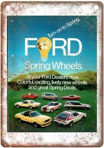 1977 Ford Spring Wheels Vintage Auto Ad Retro Look Metal Sign AN1801 - Picture 1 of 2