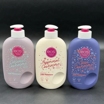 EOS Limited Ed. Set of 3 Holiday Lotion Peppermint Caramel Cocoa Cashmere 16 oz. - Image 1 of 2