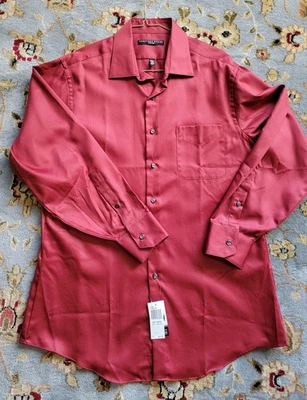 Camisa de Vestir Geoffrey Beene Ajustada Naranja Desteñida Mezcla de Algodón 16.5 Nueva con Etiquetas Foto 1 de 4