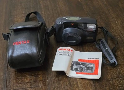 Pentax Zoom 105-R 35mm Film Camera w/ Case, Strap, Manual - Clean - Image 1 of 4