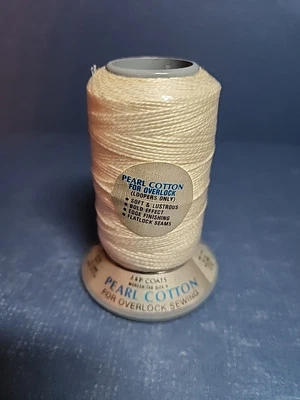 J & P Coats Mercerized size 5 White Pearl Cotton for Overlock 150 yards - Image 1 of 4