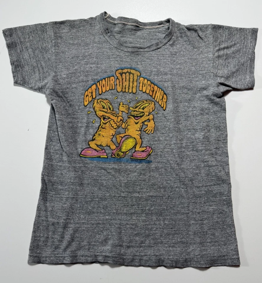 Винтажная футболка 70-х Greg Stimac Get Your Sh*t Together стиль R Crumb США 50/50 - Изображение 1 из 4