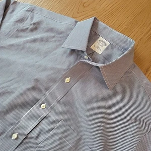 Brooks Brothers Dress Shirt Mens 16 32 Blue Non-Iron Slim Fit Long Sleeve Supima - Picture 1 of 10