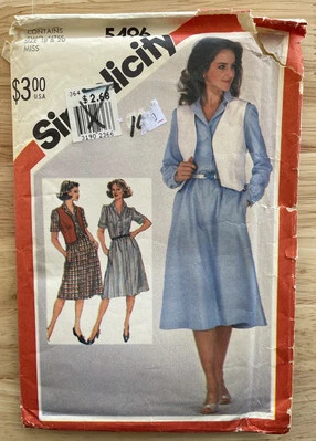Vintage OOP Simplicity Sewing Pattern 5496 Dress Vest Size 18 & 20 UNCUT FF - Image 1 of 3