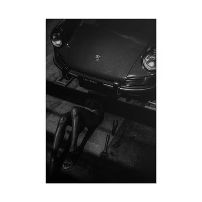 Porsche 911 нуар плакат - винтажный гараж настенное искусство печати фотографии гаража декор - Изображение 1 из 4