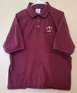 Disney Cast Member Exclusive Collection Mickey Maroon Preppy Polo Shirt Mens XL - Picture 1 of 8