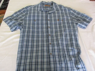 Men's G.H. Bass Earth XL Blue White Button‑Down Short Sleeve Shirt Cotton - Image 1 of 4