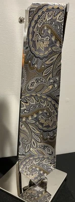 "Corbata de seda Perry Ellis Portfolio marrón y azul cachemira 59"" de largo" Foto 1 de 4