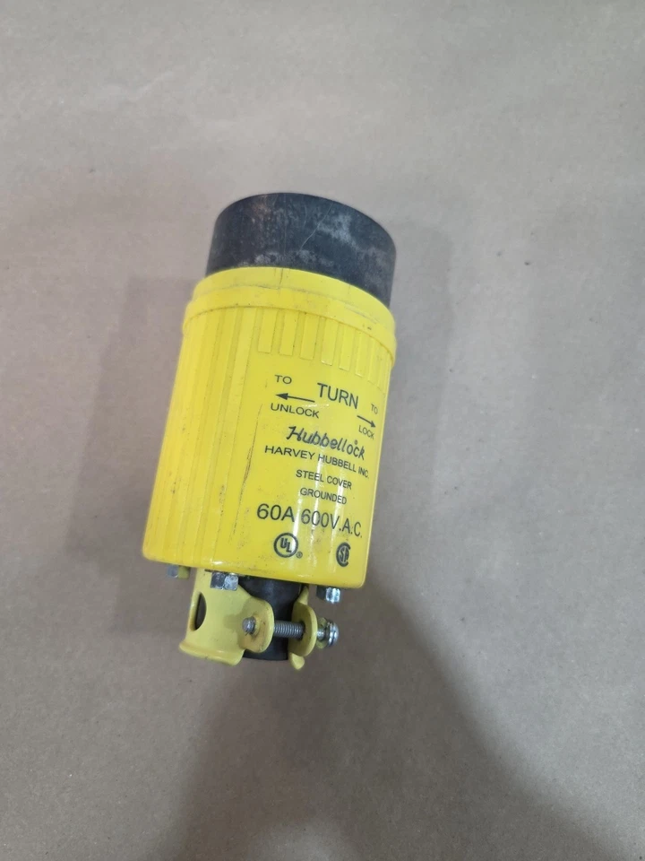 Hubbell HBL26419 60A 600V 3 Pole 4 Wire Power Plug - (works W/ Hbl26418) - Image 1 of 3