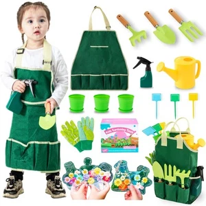 Kids Gardening Tools Set, Garden Toys w/Wooden Handle Alloy Rake,Fork,Trowel,... - Picture 1 of 7