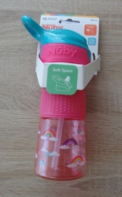 Nüby Auslaufsicherer Trinkhalmbecher Trinkflasche Flasche Aqua 360ml 4J+ NEU OVP - Bild 1 von 3