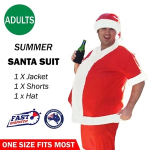 3pcs Adult Santa Claus Costume Summer Suit Father Xmas Party Outfit Christmas AU - Picture 1 of 5