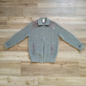 St. Michael Vintage Full Zip Suede Front Sweater Men's Size 40 Gray UK made - Picture 1 of 6