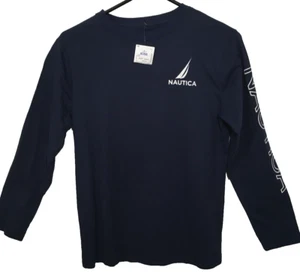 Nautica Boys Long Sleeve T-Shirt Size L 14/16 Blue Crew  Neck Cotton Blend NWT - Picture 1 of 5