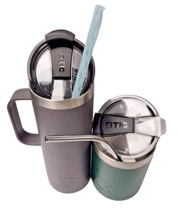 Combo  20oz Gray RTIC  Travel Stainless Steel Vacuum Tumbler & 12oz Green RTIC - Picture 1 of 6