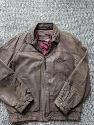 vintage BROOKS BROTHERS leather jacket 44 brown BOMBER motorcycle MAD MAX lamb - Image 1 of 4