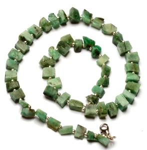 Collar de 16,5" de piedras preciosas de esmeralda natural tamaño de 6 a 8 mm con forma de pepita lisa - Imagen 1 de 6