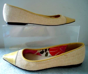 Rare LILLY PULITZER VIA PALM BEACH Nude CAPTOE STRAW PATENT FLATS Sz-10M - Picture 1 of 11