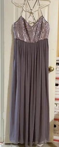 Long Grey Sz12 Evening Sequin Bodice Dress Gown Donna Morgan - Picture 1 of 9