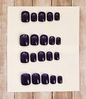 Press On Handmade Gel Nails Dark Purple Square Short 20 Tips