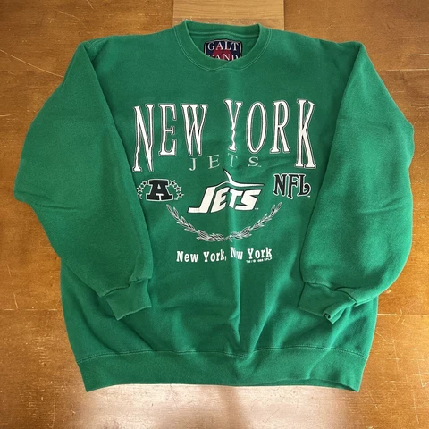 Vintage New York Jets Sweatshirt Mens Large Green Pullover NFL Football 1996 Cover