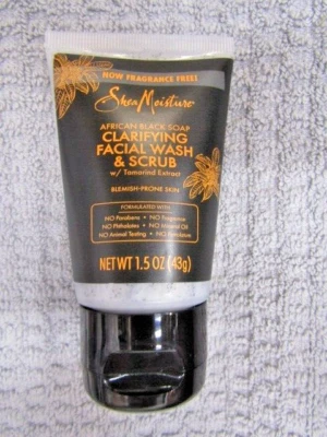 SHEA MOISTURE~AFRICAN BLACK SOAP~CLARIFYING FACIAL WASH & SCRUB 1.5 OZ TRAVEL 59 - Image 1 of 3