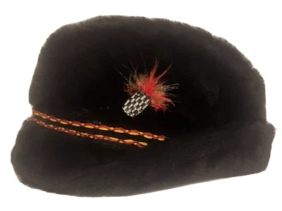 Sombrero vintage de piel sintética Fedora para hombre talla mediana viajero pluma roja hecho en unión Foto 1 de 4