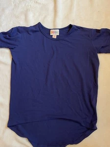 LuLaRoe size 4 Gracie kids tee solid navy blue leggings material EUC - Picture 1 of 3