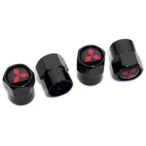 4x Hex Fit Mitsubishi Car Wheels Tire Air Valve Caps Stem Dust Cover Decor Black - Picture 1 of 5