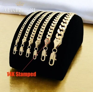 AAA+ Premium Brass 14K Stamped Gold plated 4~10mm 20" ~ 30" Cuban Chain Necklace - Picture 1 of 5
