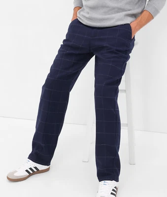 GAP вместительный шерсти смесь расслабленный конус брюки - 33 x 30 - новый - $80 темно-синий клетку chino - Изображение 1 из 4
