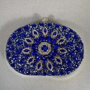 Colette Diamond Encrusted Clutch Bag - Womens Blue  - Picture 1 of 7