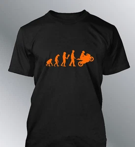 Tee shirt personnalise homme evolution M L XL humour moto human bike motorcycle - Imagen 1 de 15