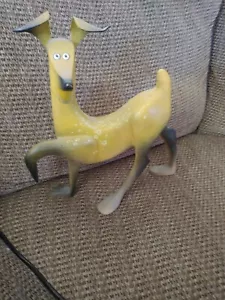 Clifton Barr Yellow Banana Dog Wooden And Metal Statue Art Piece Signed 14 x 13" - Picture 1 of 4