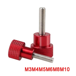 Red M3/4/5/6/8/10 Knurled Thumb Screws, Aluminum Handle + Stainless Thread Rod - Picture 1 of 5